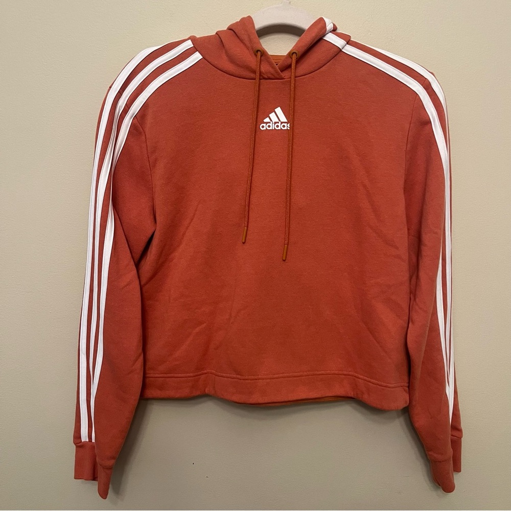 Adidas Cropped Hoodie Burnt Orange Women's Small Y2K Texas Longhorns